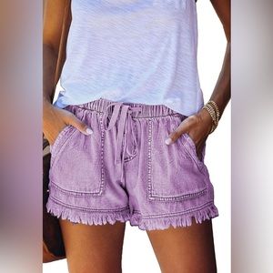 NWT. Yocur trendy baggy casual drawstring lavender purple shorts.
